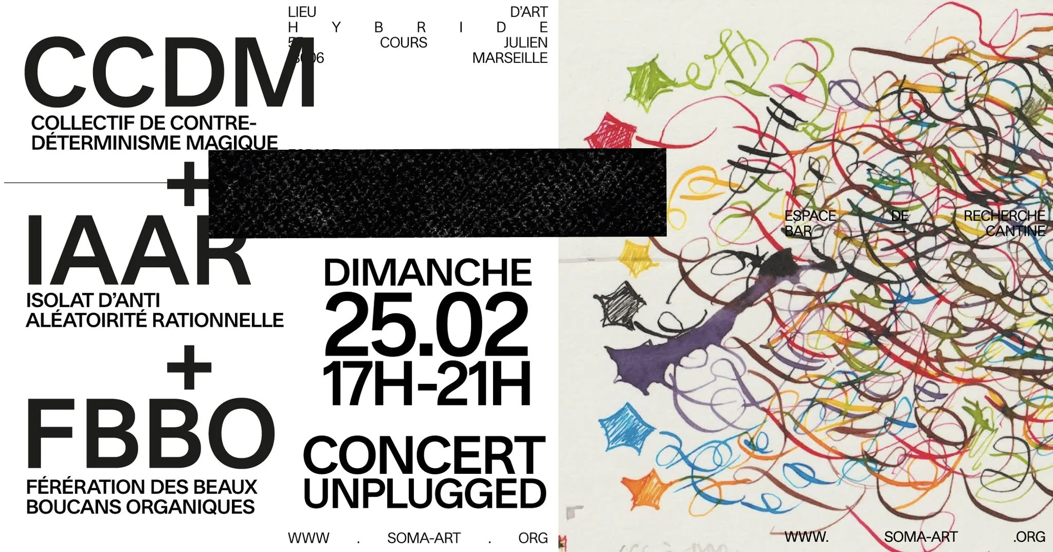 Flyer d'un concert de l'Isolat d’Anti Aléatoirité Rationnelle à SOMA